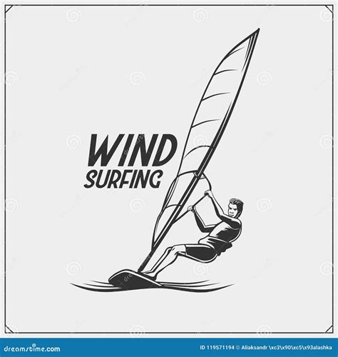 Windsurfing Emblem And Label Stock Vector Illustration Of Sport