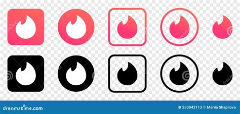 Tinder Logo Set In Different Shape Vector Icons Stock Vector