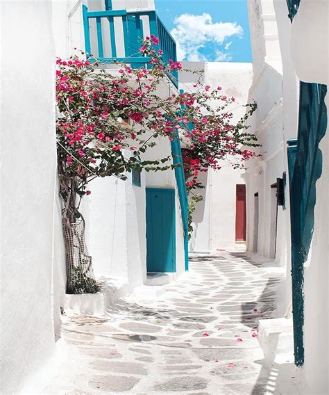 CORFOTO 8x10ft Greece Street Backdrop Narrow Street Background Mia