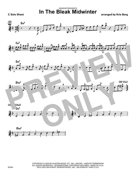 In The Bleak Midwinter Arr Kris Berg Solo Sheet Alto Sax Sheet