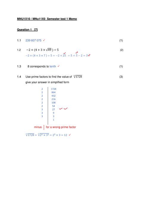 Mnu Semester Test Revised Memo Mnu X Mnu X Semester Test