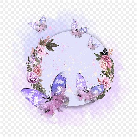 Spring Floral Border PNG Picture Purple Spring Butterfly Floral Border