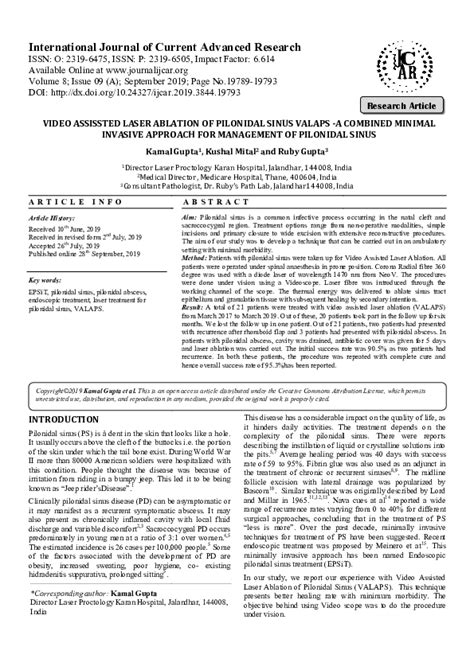 Pdf Video Assissted Laser Ablation Of Pilonidal Sinus Invasive Approach Kamal Gupta And