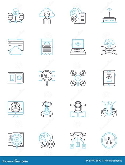 Cybersecurity Measures Linear Icons Set Firewall Encryption