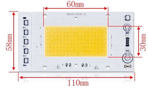 30W 40W 50W Driverless LED Light COB Chip Spotlight Size 110x58mm