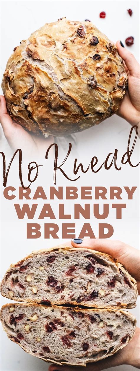 No Knead Cranberry Walnut Bread Recipe Cranberry Walnut Bread Walnut Bread Dutch Oven Bread