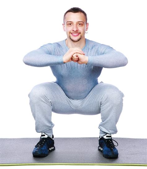 Fit Man Doing Squats Stock Image Image Of Cheerful Isolated 40596481