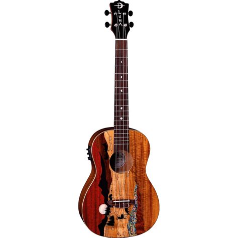 Luna Guitars Vista Deer Baritone Acoustic Electric Ukulele Gloss Natural Woodwind And Brasswind