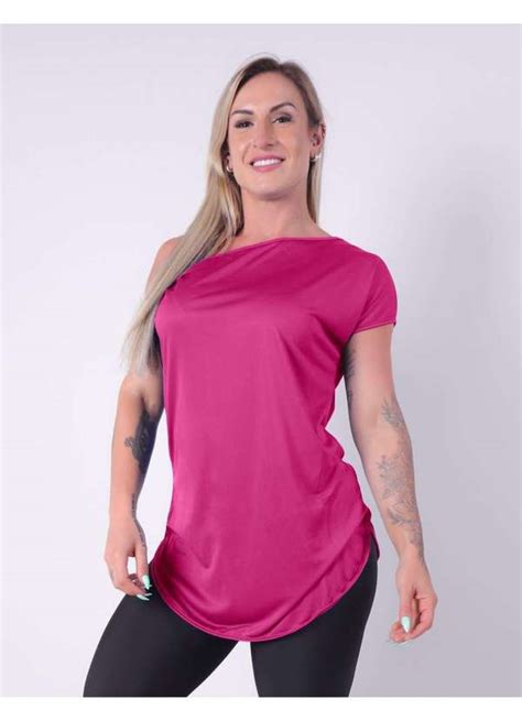 Blusa Fitness Feminina Ombro So Em Dry Fit Furadinho Rosa Fitmoda