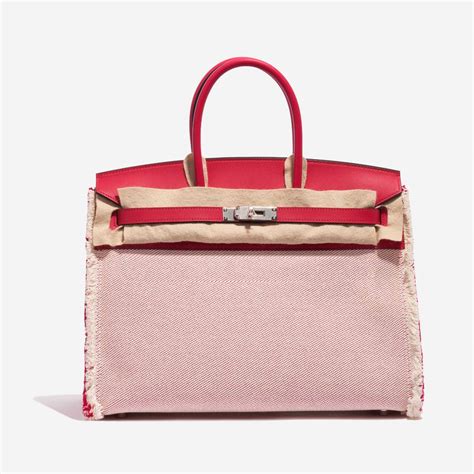 Hermès Birkin 35 Fray Swift / Canvas Framboise | SACLÀB
