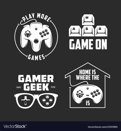 Retro Video Games Related T Shirt Design Set Vector Image