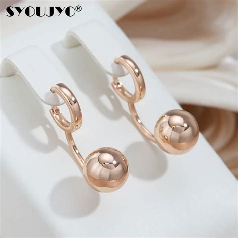 Syoujyo Gold Color Ball Shape Dangle Earrings For Women Glossy