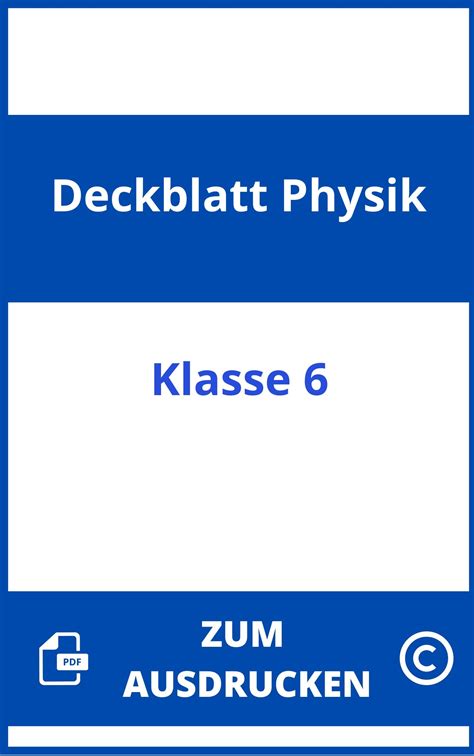 Physik Deckblatt Klasse Zum Ausdrucken