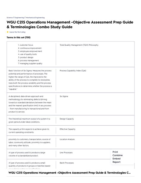 Wgu C Operations Management Objective Assessment Prep Guide