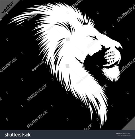 Black White Linear Paint Draw Lion: стоковая векторная графика (без ...