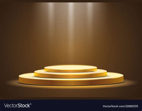 Golden Podium With A Spotlight On A Dark Vector Image