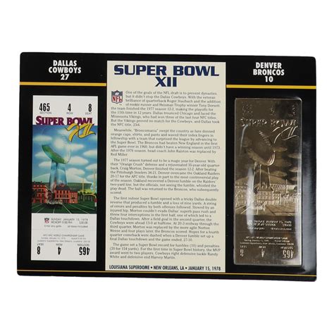 Super Bowl XII Commemorative 9x12 Score Card Display with 22KT Gold ...