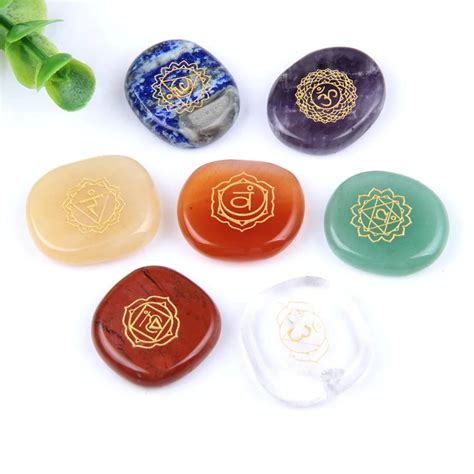 Chakra Stones Set Natural Palm Stone And Crystal Reiki Healing Gem