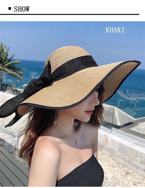 Summer Large Brim Straw Hat Floppy Wide Brim Sun Cap Bowknot Beach Foldable Hats New 2019 Hats