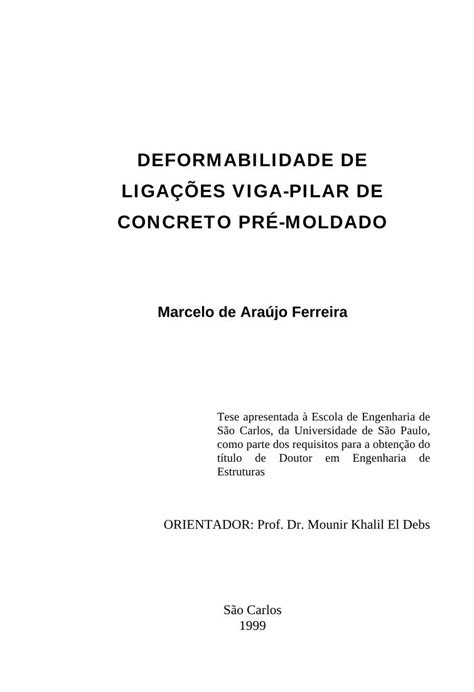 PDF DEFORMABILIDADE DE LIGAÇÕES VIGA PILAR DE e propor