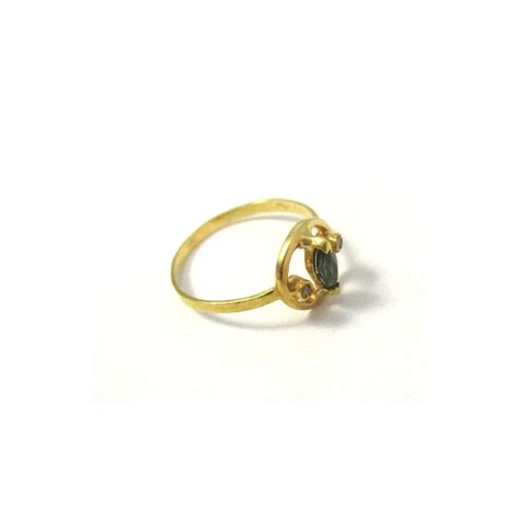 Anello Da Donna In Oro Giallo Kt Con Zircone E Smeraldo