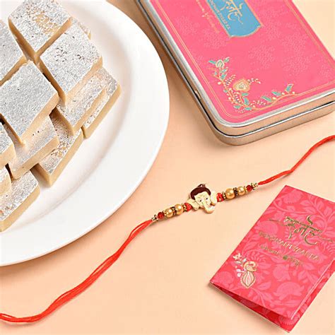 Bal Ganesha Rakhi With Delicious Kaju Katli Uae Gift Bal Ganesha