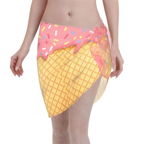 Adobk Pink Ice Cream Swimsuit Coverups For Women Beach Bikini Short