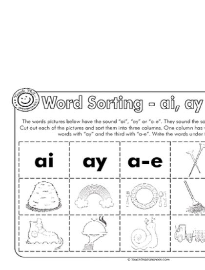 Word Sorting Ai Ay A E Useful Resources Pinterest Worksheets