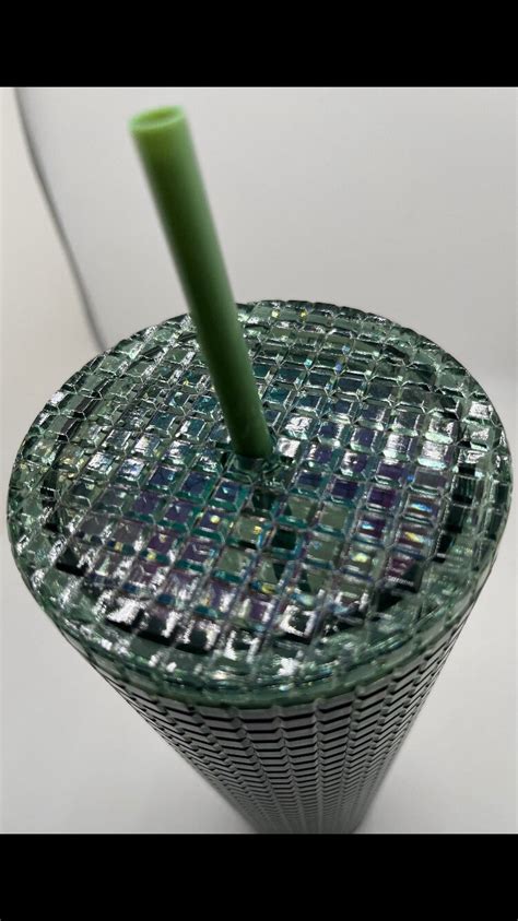 Starbucks Rainforest Green Iridescent Disco Grid Cup 24 Oz Venti