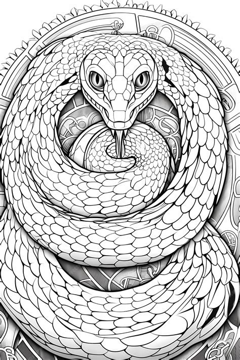 Premium Ai Image Whimsical Coil Mandala Snake Coloring Page For