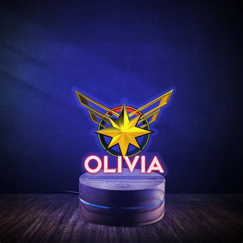 Captain Marvel 3d Led Night Light Lamp Illusion Night Light Etsy