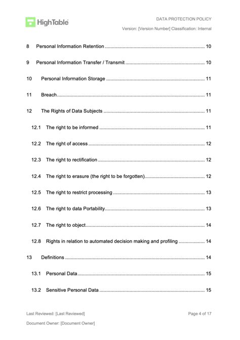 Data Protection Policy Template