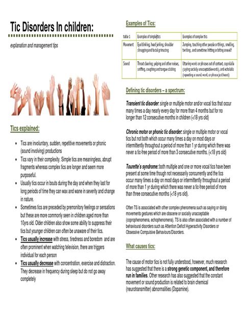 Tic Disorder Leaflet Pdf