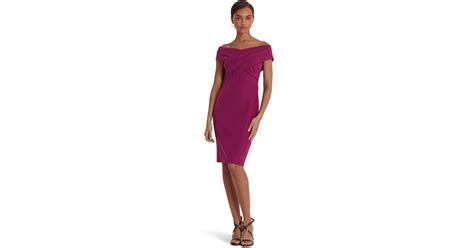 Lauren By Ralph Lauren Crepe Off The Shoulder Cocktail Dress In Red Lyst