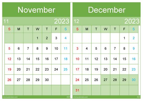 Download 2023 Nov Dec Calendar A4 Nd23043