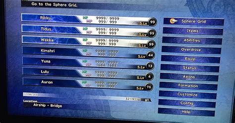 Ffx Ps4 My Stats All Characters 255 Sphere Grid Completed All Celestial Weapon Fully