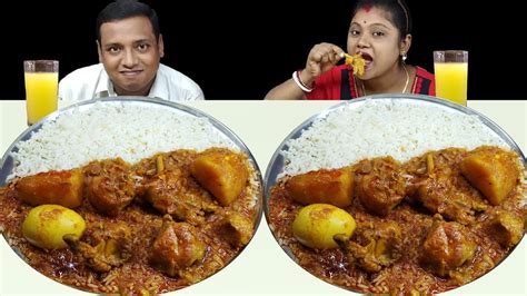 Chicken Curry Boil Egg Curry Rice Eating Challenge Bengali Eating