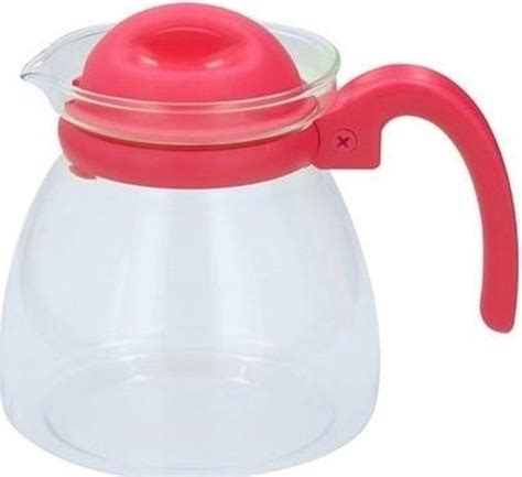 Theepot Met Roze Deksel En Handvat 1 25 Liter Glazen Thee Koffie