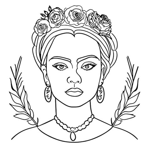 Frida Kahlo Vektorische Illustration Linienkunst Premium Ki