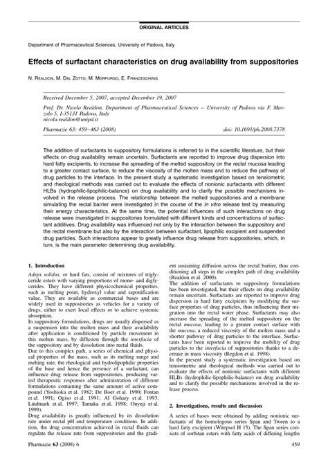 (PDF) Effects of surfactant characteristics on drug availability from ...