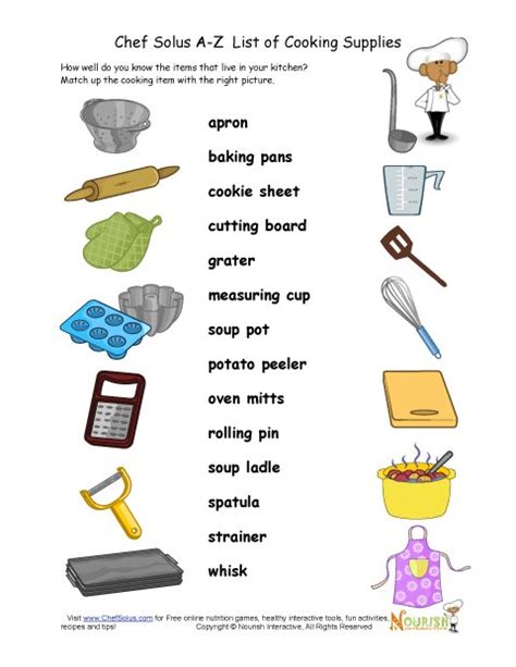 Kitchen Utensils Crossword Activity 1 Answers Wow Blog