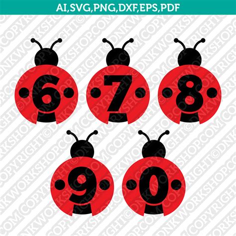 Ladybug Numbers Svg Vector Cricut Cut File Clipart Png Dxf Eps