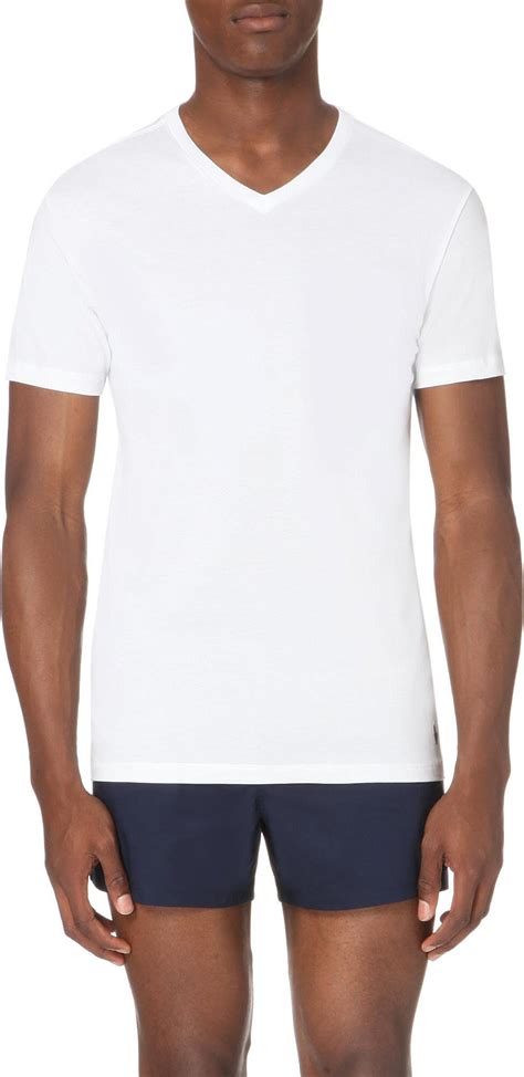 Lyst Polo Ralph Lauren Ribbed Two Pack V Neck T Shirt In White For