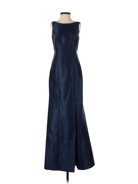 Alfred Sung 100 Polyester Solid Navy Blue Cocktail Dress Size 0 64