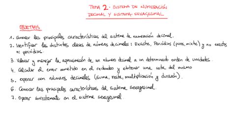 Tema Sistema De Numeraci N Decimal Y Sistema Sexagesimal El Rinc N