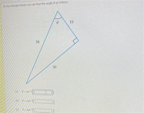 Solved In the triangle shown we can find the angle θ as Chegg