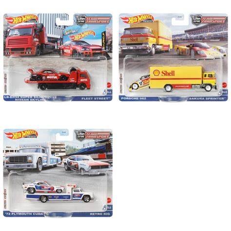 Hot Wheels 2022 Team Transport Mix R LBWK Nissan Skyline R34 Porsche 962 Plymouth Cuda FC