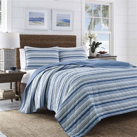 Tommy Bahama Boat Stripe Quilt Set Full Queen Dark Blue Tommy Bahama Bedding Quilt Sets