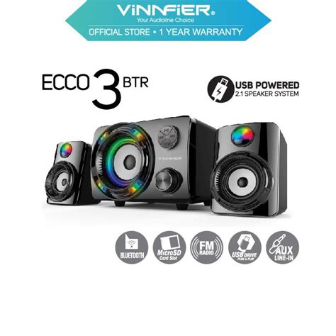 Vinnfier ECCO 3 BTR Bluetooth Speaker System 7 Color Pulsating LED