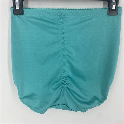 Vtg Teal Shiny Satin Lace Brief Second Skin Silky Sis Gem